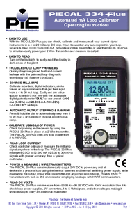Thumbnail of document Manual - 334 4-20 mA Loop Calibrator